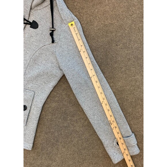 Sebby Coat Womens SP Petite Tweed Hooded Toggle Duffle Peacoat Fleece Lined Zip - Picture 6 of 10